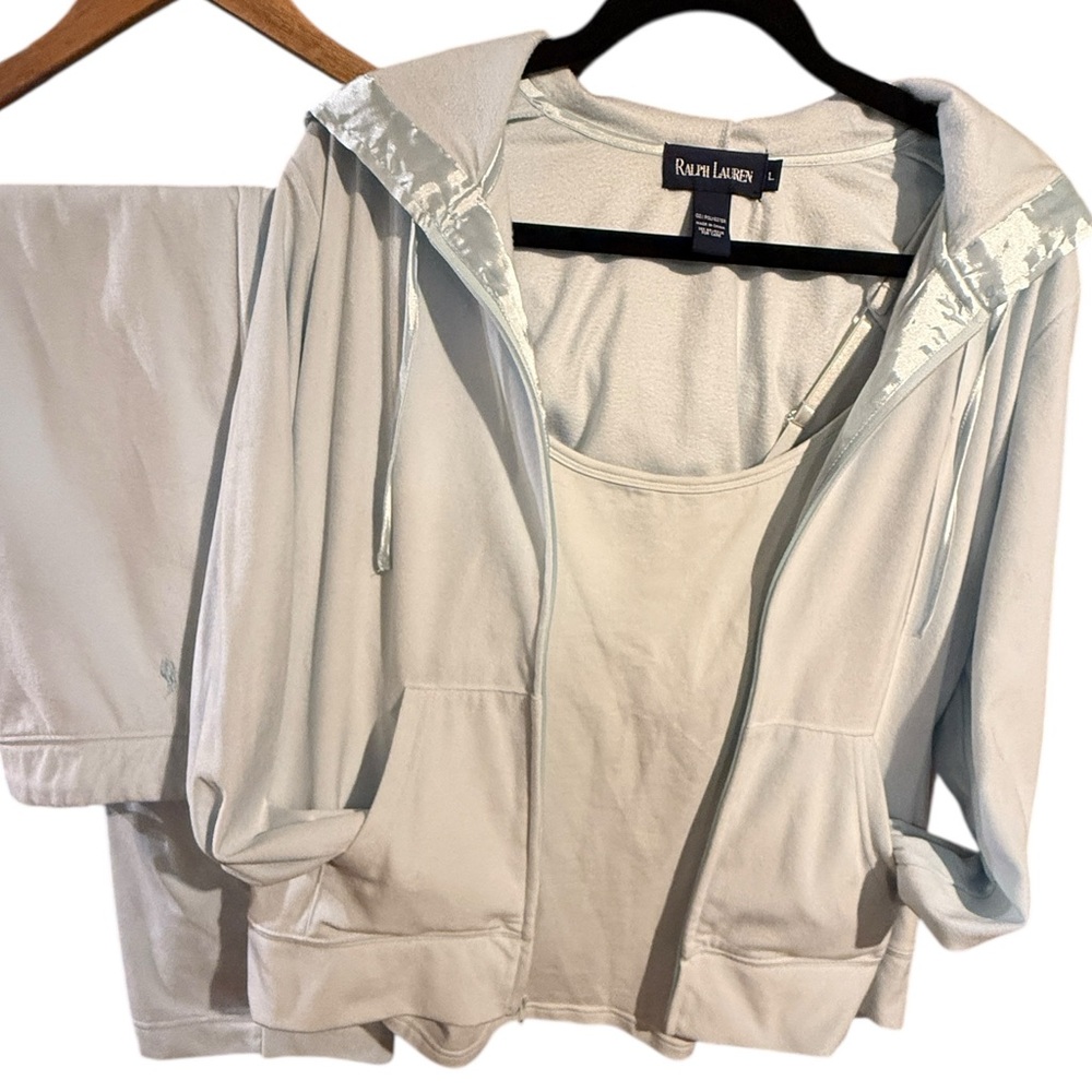 Y2K Ralph Lauren Baby Blue 3 Piece Track Suit/Loungewear -Lg